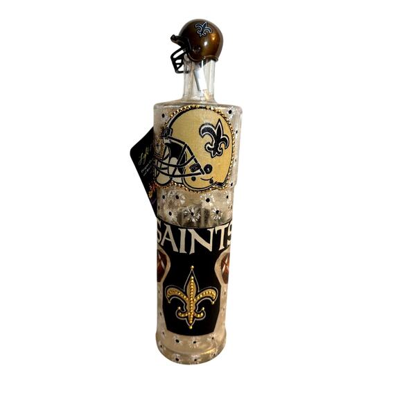 New Orleans Saints Designer Glass Bottle w/ Lights *Unique Gift Idea - Picture 2 of 8